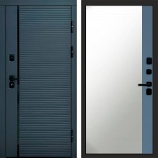 Входная дверь Графит Line Зеркало фацет Grey софт