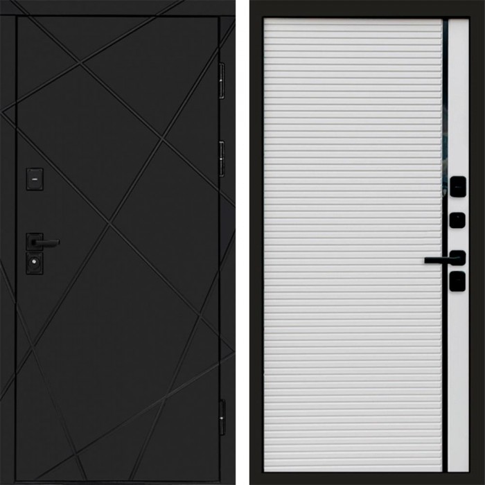 Входная дверь Лучи Black Porte white