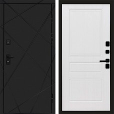 Входная дверь Лучи Black Классика белое дерево