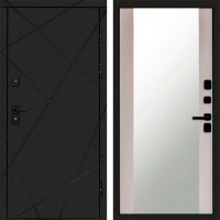 Входная дверь Лучи Black Зеркало Лиственница белая