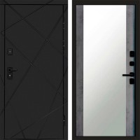Входная дверь Лучи Black Зеркало бетон темный