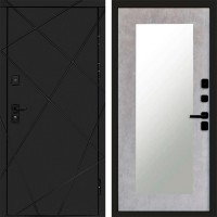 Входная дверь Лучи Black Зеркало триумф бетон светлый