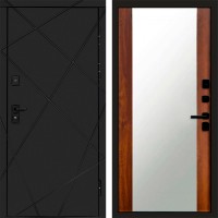 Входная дверь Лучи Black Зеркало дуб