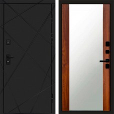 Входная дверь Лучи Black Зеркало дуб