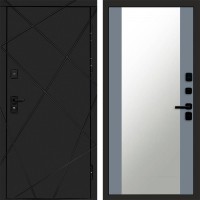Входная дверь Лучи Black Зеркало 27 Grey Софт