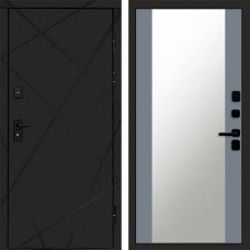 Входная дверь Лучи Black Зеркало 27 Grey Софт