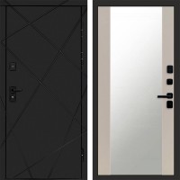 Дверь Termo Door Лучи Black Зеркало 27 Слоновая кость