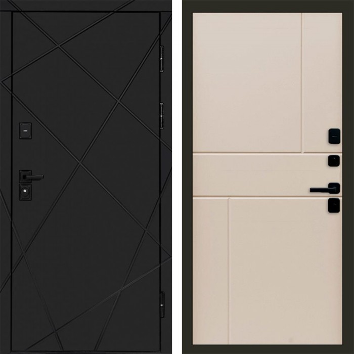 Дверь Termo Door Лучи Black Горизонт Слоновая кость