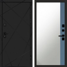 Входная дверь Лучи Black Зеркало фацет Grey софт