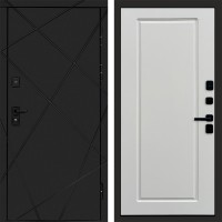 Входная дверь Лучи Black Гранд Белый Софт