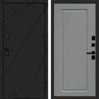 Входная дверь Лучи Black Гранд Grey софт
