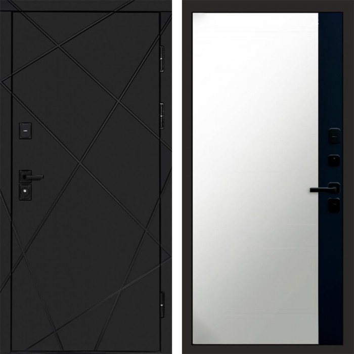 Дверь Termo Door Лучи Black Зеркало фацет Черный кварц