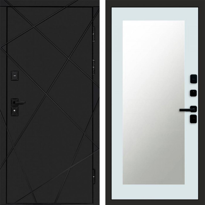 Дверь Termo Door Лучи Black Зеркало Триумф Белый софт