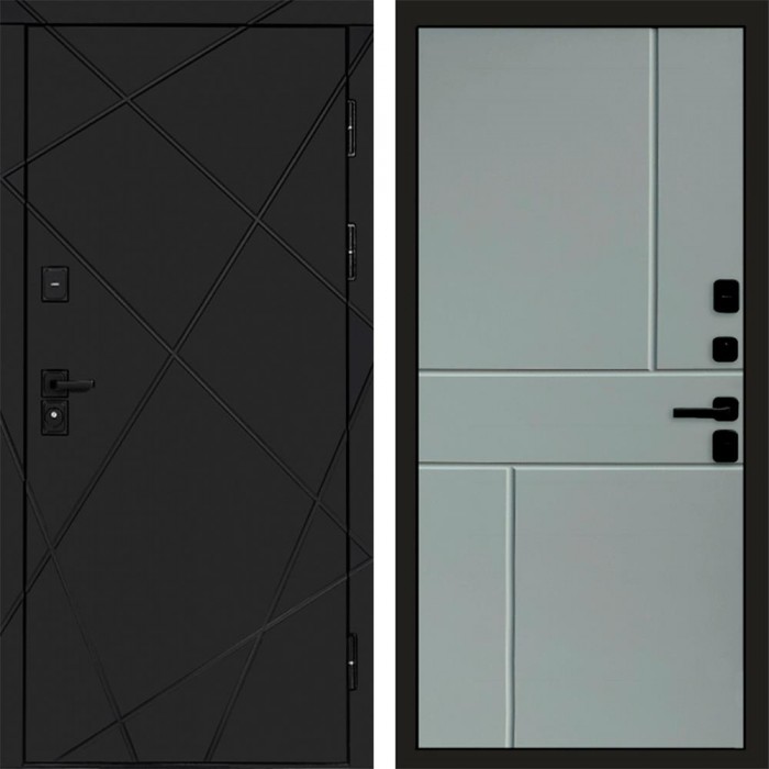 Дверь Termo Door Лучи Black Горизонт Grey софт