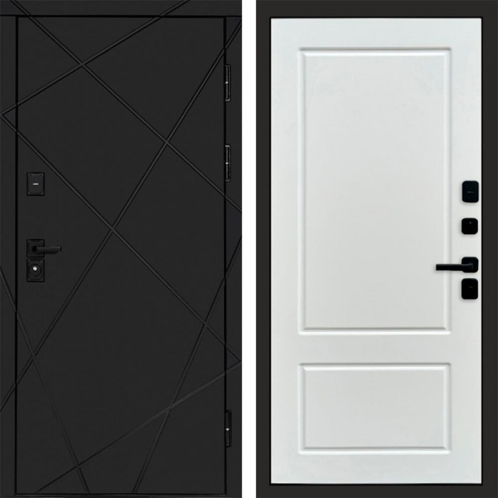 Дверь входная Termo Door Лучи Black Марсель Белый софт