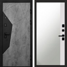 Входная дверь Авангард Бетон Зеркало фацет Белый софт