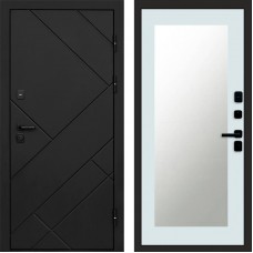 Дверь Termo Door Стоун Black Зеркало Триумф Белый софт