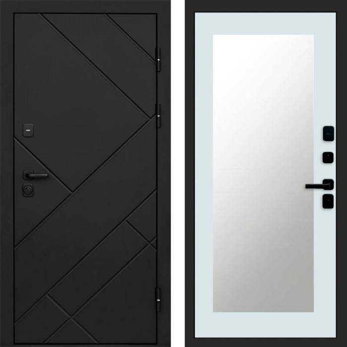 Дверь Termo Door Стоун Black Зеркало Триумф Белый софт
