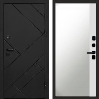 Входная дверь Стоун Black Зеркало фацет Белый софт