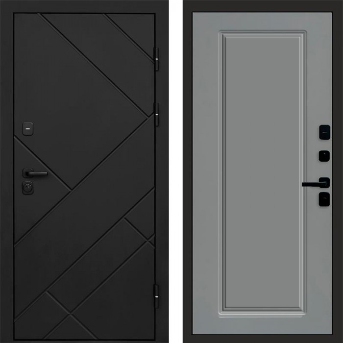 Входная дверь Стоун Black Гранд Grey софт