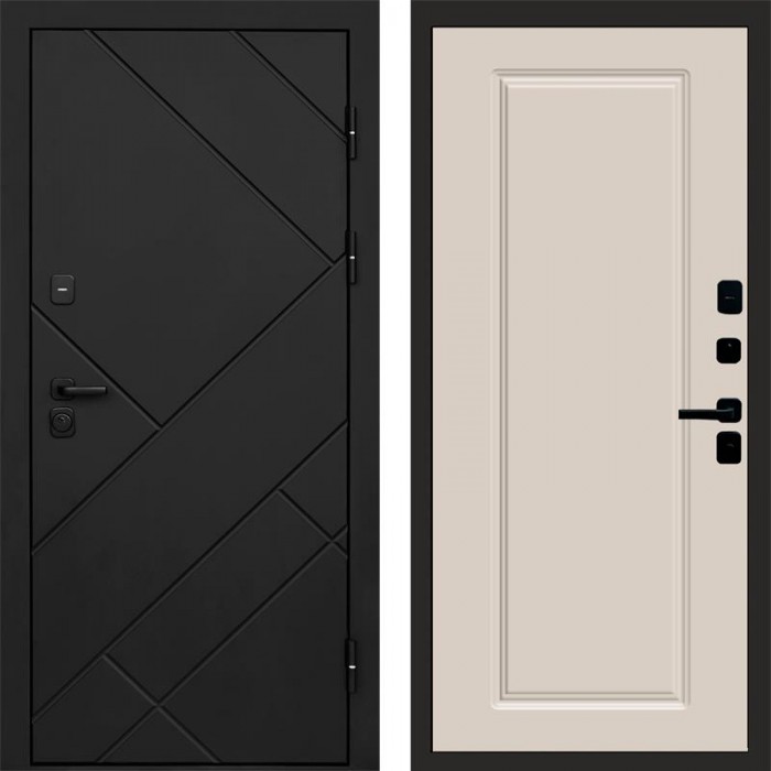 Входная дверь Termo Door Стоун Black Гранд Слоновая кость