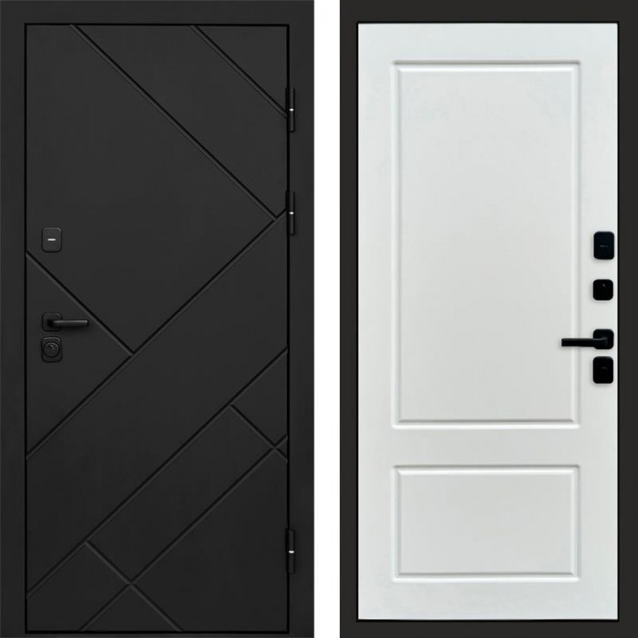Дверь входная Termo Door Стоун Black Марсель Белый софт