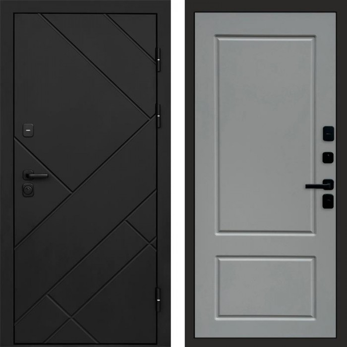 Дверь входная Termo Door Стоун Black Марсель Grey софт