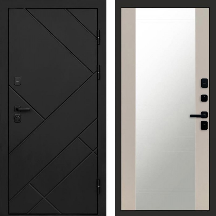 Дверь Termo Door Стоун Black Зеркало 27 Слоновая кость