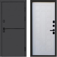 Входная дверь Тренд Графит Престиж Белое дерево