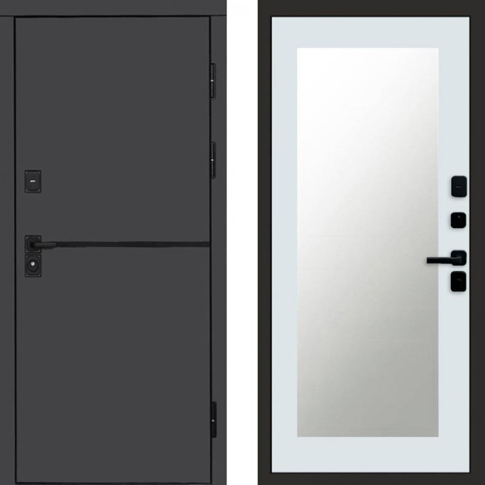 Дверь Termo Door Тренд Графит Зеркало Триумф Белый софт