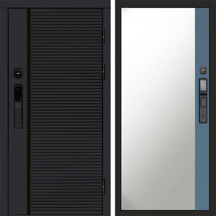Входная дверь Smart (Смарт) Black Line Зеркало фацет Grey софт