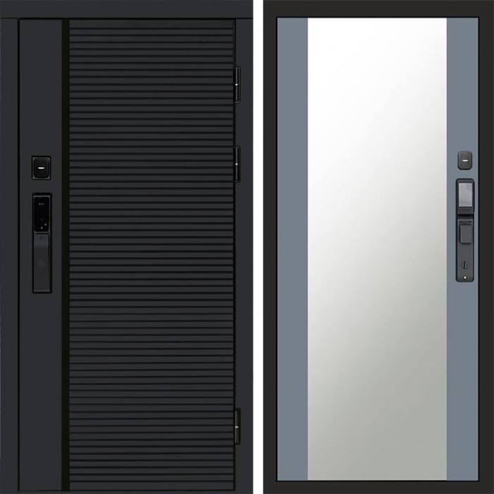 Входная дверь Smart (Смарт) Black Line Зеркало 27 Grey Софт
