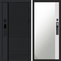 Входная дверь Smart (Смарт) Black Line Зеркало фацет Белый софт