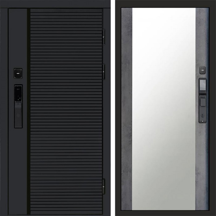 Входная дверь Smart (Смарт) Black Line Зеркало 27 бетон темный
