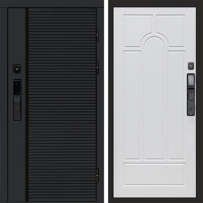 Входная дверь Smart (Смарт) Black Line Арка белое дерево
