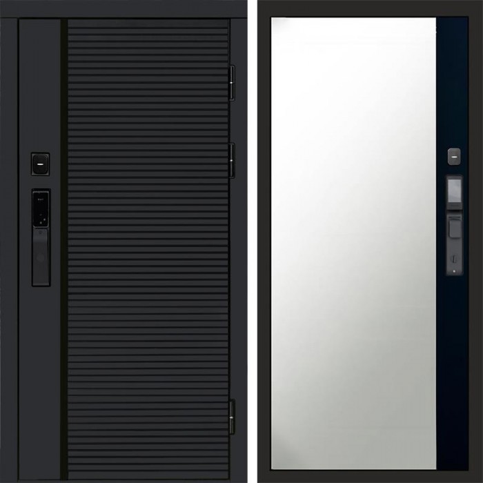 Дверь Termo Door Smart (Смарт) Black Line Зеркало фацет Черный кварц