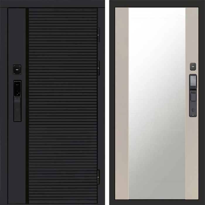 Дверь Termo Door Smart (Смарт) Black Line Зеркало 27 Слоновая кость
