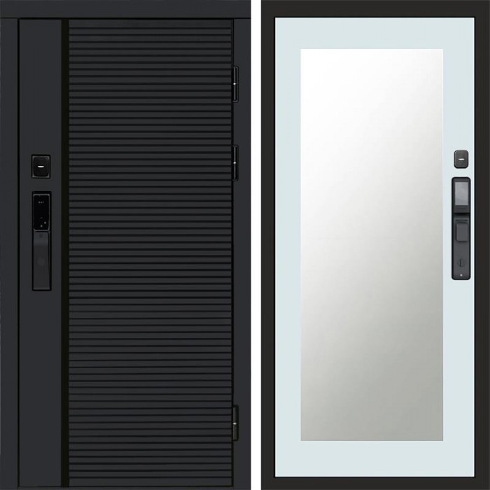 Дверь Termo Door Smart (Смарт) Black Line Зеркало Триумф Белый софт