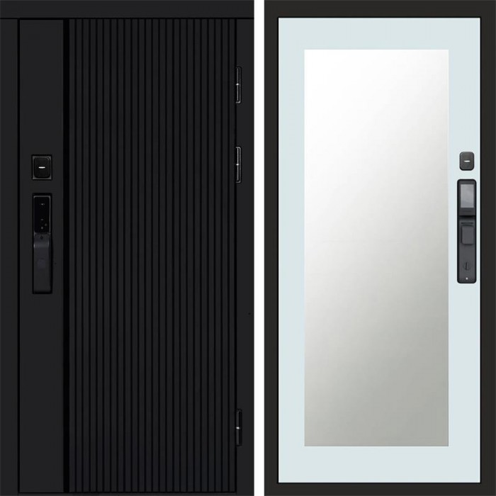 Дверь Termo Door Smart (Смарт) Урбан Блэк (Black) Зеркало Триумф Белый софт