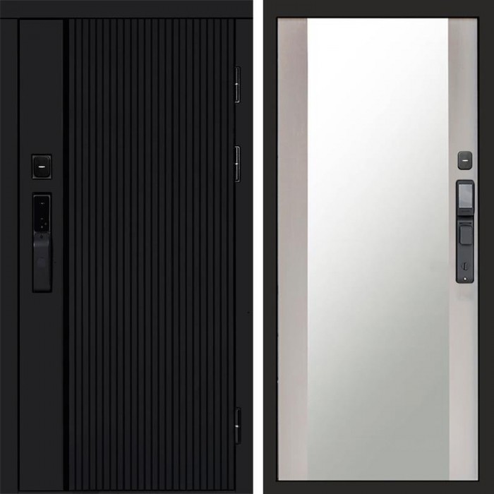 Дверь Termo Door Smart (Смарт) Урбан Блэк (Black) Зеркало 27 Слоновая кость