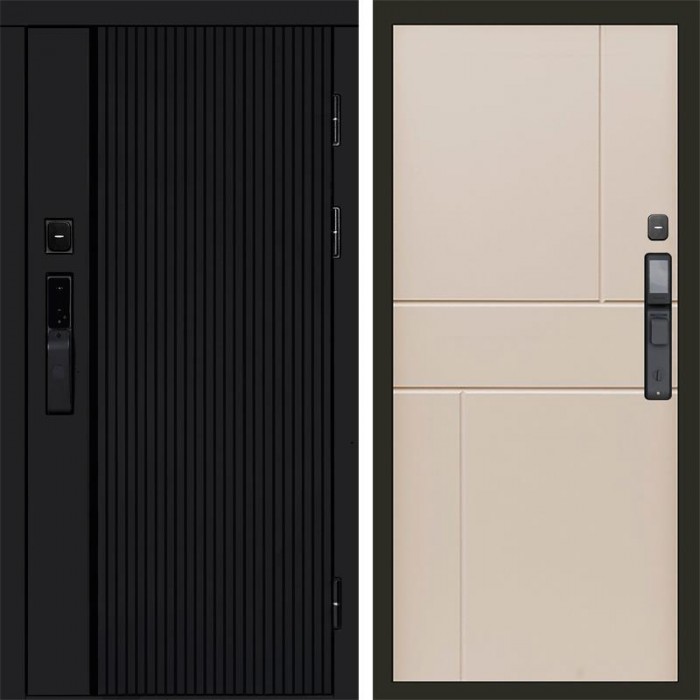 Дверь Termo Door Smart (Смарт) Урбан Блэк (Black) Горизонт Слоновая кость