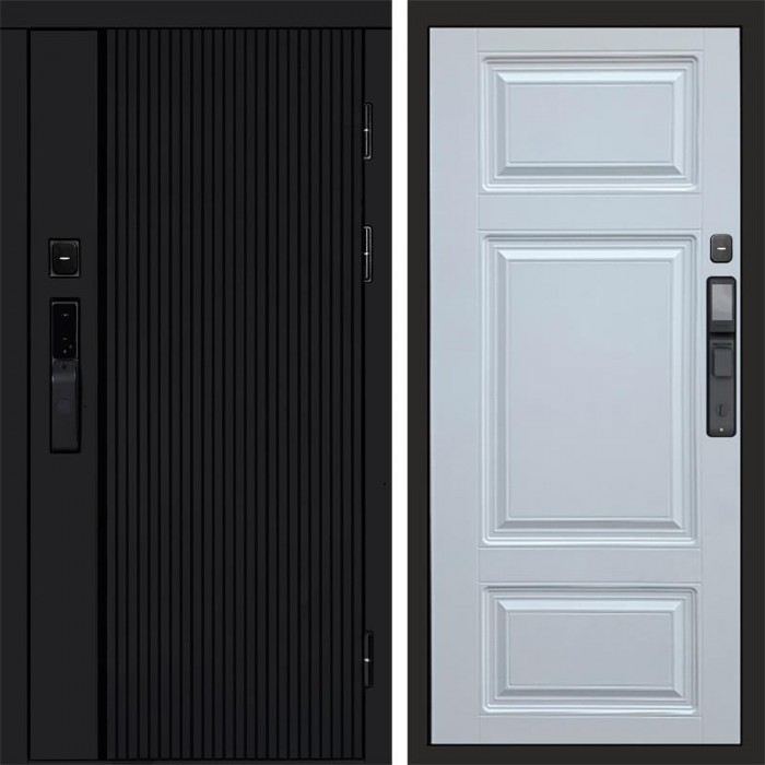 Дверь Termo Door Smart (Смарт) Урбан Блэк (Black) Лион Белый софт