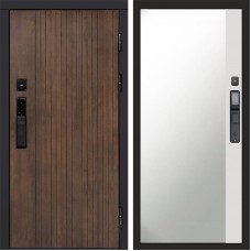 Входная дверь Smart (Смарт) Твист Ультра Зеркало фацет Белый софт