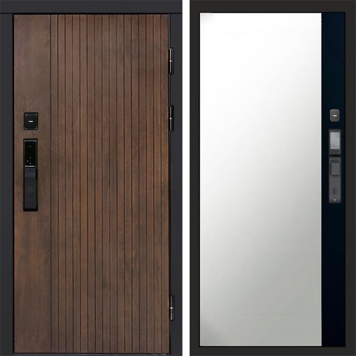 Дверь Termo Door Smart (Смарт) Твист Ультра Зеркало фацет Черный кварц