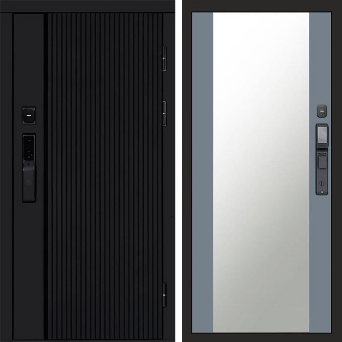 Входная дверь Smart (Смарт) Твист Блэк (Black) Зеркало 27 Grey Софт