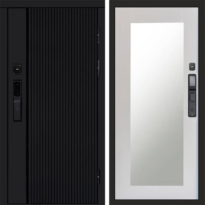Дверь Termo Door Smart (Смарт) Твист Блэк (Black) Зеркало Триумф Белый софт