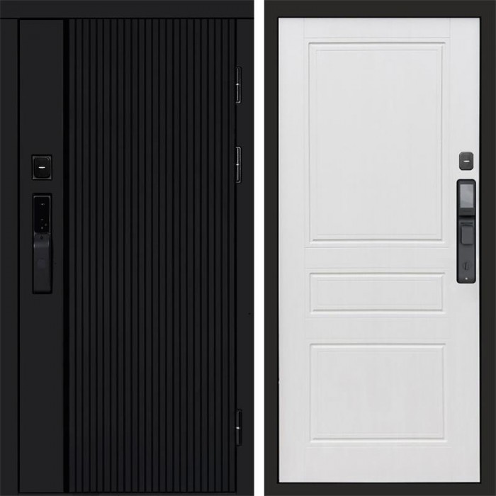 Входная дверь Smart (Смарт) Твист Блэк (Black) Классика белое дерево