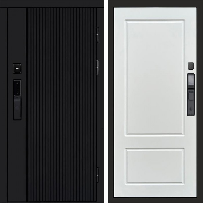 Дверь входная Termo Door Smart (Смарт) Твист Блэк (Black) Марсель Белый софт