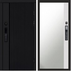 Входная дверь Smart (Смарт) Твист Блэк (Black) Зеркало фацет Белый софт