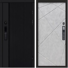 Входная дверь Smart (Смарт) Твист Блэк (Black) Лучи бетон светлый